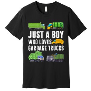 Just A Boy Who Loves Garbage Trucks Trash Truck Premium T-Shirt