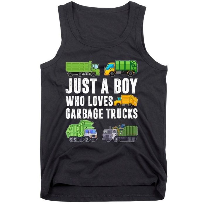 Just A Boy Who Loves Garbage Trucks Trash Truck Tank Top