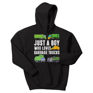 Just A Boy Who Loves Garbage Trucks Trash Truck Kids Hoodie