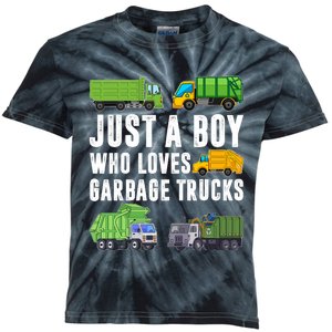 Just A Boy Who Loves Garbage Trucks Trash Truck Kids Tie-Dye T-Shirt