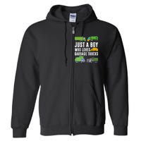 Just A Boy Who Loves Garbage Trucks Trash Truck Full Zip Hoodie