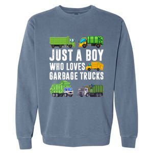 Just A Boy Who Loves Garbage Trucks Trash Truck Garment-Dyed Sweatshirt