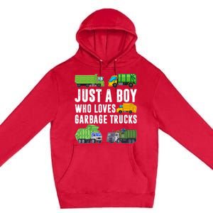 Just A Boy Who Loves Garbage Trucks Trash Truck Premium Pullover Hoodie