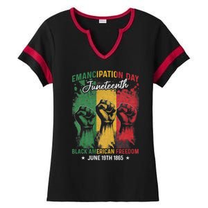 Juneteenth African Black American Freedom Day Ladies Halftime Notch Neck Tee