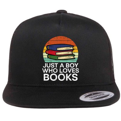 Just A Boy Who Loves Books Read Reading Librarian Flat Bill Trucker Hat