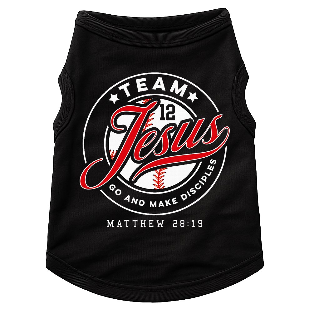 Jesus And Baseball Team Jesus Christian Matthew 2819 Verse Doggie Tank