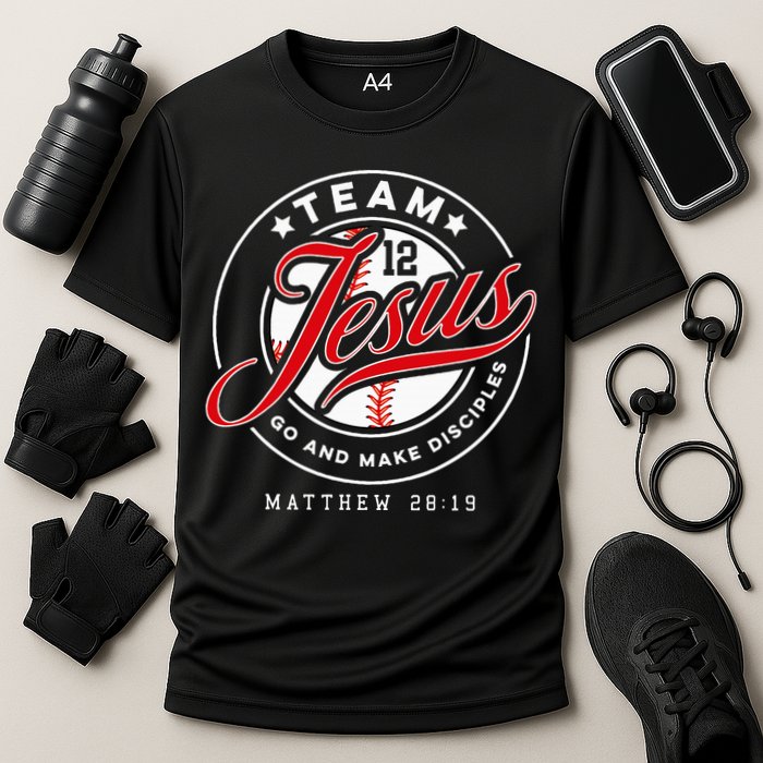 Jesus And Baseball Team Jesus Christian Matthew 2819 Verse Cooling Performance Crew T-Shirt