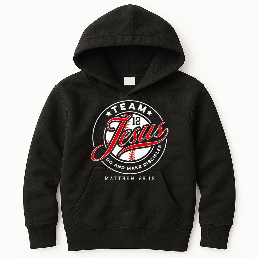 Jesus And Baseball Team Jesus Christian Matthew 2819 Verse Kids Hoodie