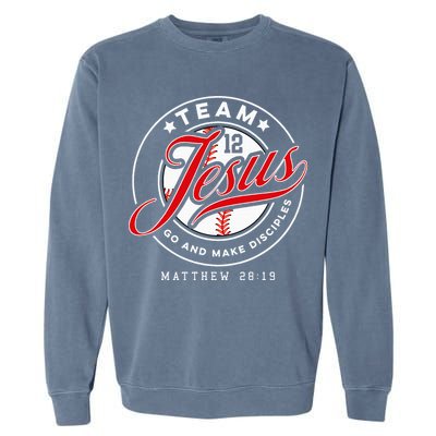 Jesus And Baseball Team Jesus Christian Matthew 2819 Verse Garment-Dyed Sweatshirt