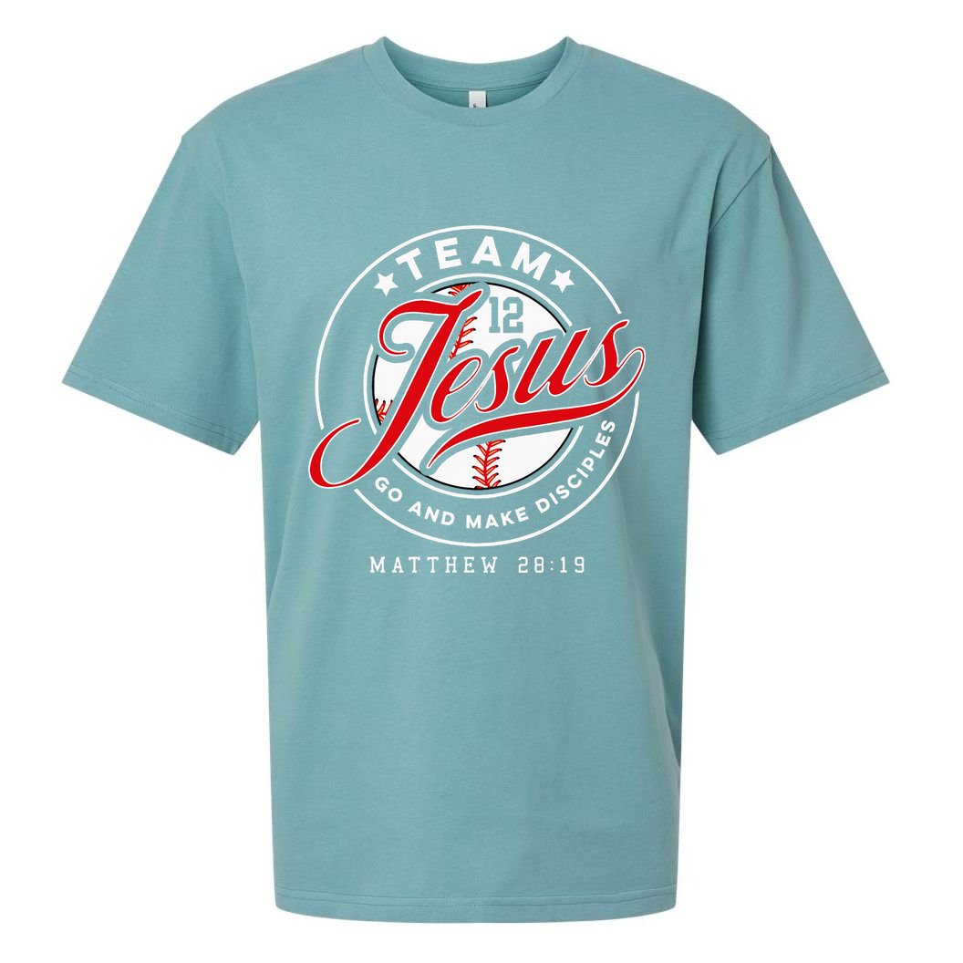 Jesus And Baseball Team Jesus Christian Matthew 2819 Verse Sueded Cloud Jersey T-Shirt