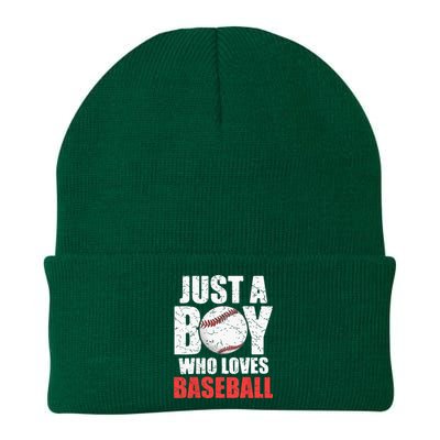 Just A Boy Who Loves Baseball Batter Catcher Pitcher Knit Cap Winter Beanie