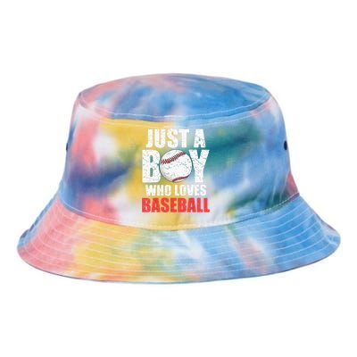 Just A Boy Who Loves Baseball Batter Catcher Pitcher Tie Dye Newport Bucket Hat