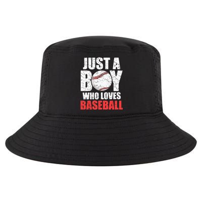 Just A Boy Who Loves Baseball Batter Catcher Pitcher Cool Comfort Performance Bucket Hat