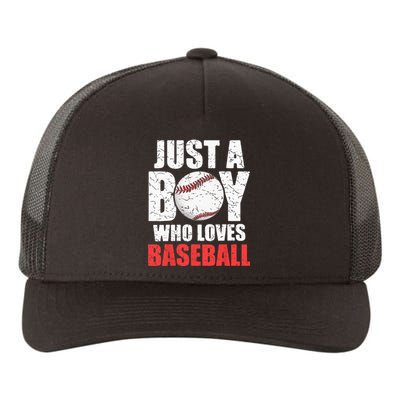 Just A Boy Who Loves Baseball Batter Catcher Pitcher Yupoong Adult 5-Panel Trucker Hat