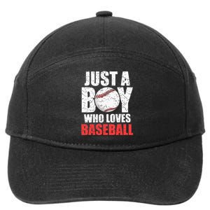 Just A Boy Who Loves Baseball Batter Catcher Pitcher 7-Panel Snapback Hat