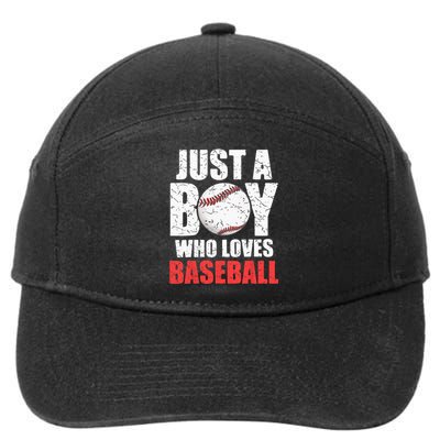 Just A Boy Who Loves Baseball Batter Catcher Pitcher 7-Panel Snapback Hat