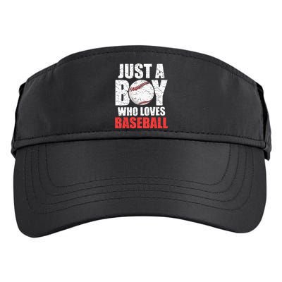 Just A Boy Who Loves Baseball Batter Catcher Pitcher Adult Drive Performance Visor