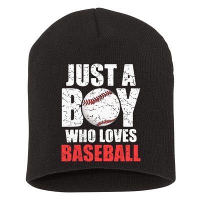 Just A Boy Who Loves Baseball Batter Catcher Pitcher Short Acrylic Beanie