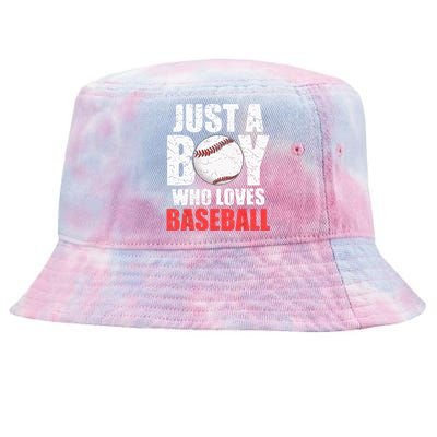 Just A Boy Who Loves Baseball Batter Catcher Pitcher Tie-Dyed Bucket Hat