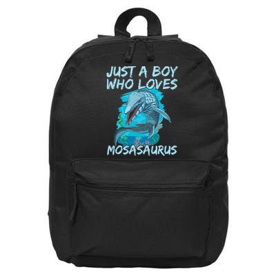 Just A Boy Who Loves Mosasaurus For A Mosasaurus Boy 16 in Basic Backpack
