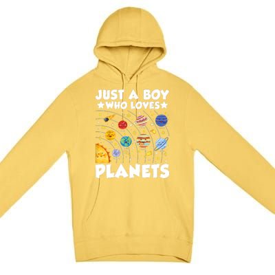 Just A Boy Who Loves Planets Solar System Space Science Geek Premium Pullover Hoodie