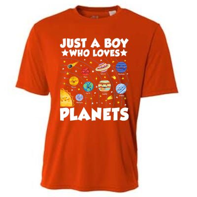 Just A Boy Who Loves Planets Solar System Space Science Geek Cooling Performance Crew T-Shirt