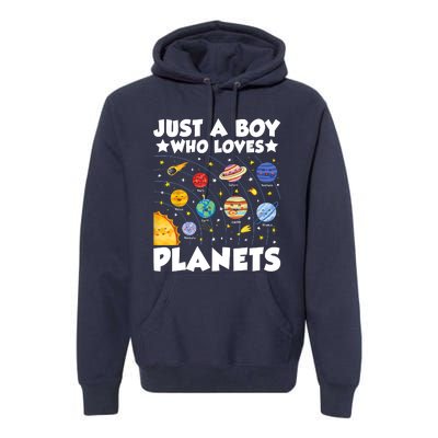 Just A Boy Who Loves Planets Solar System Space Science Geek Premium Hoodie