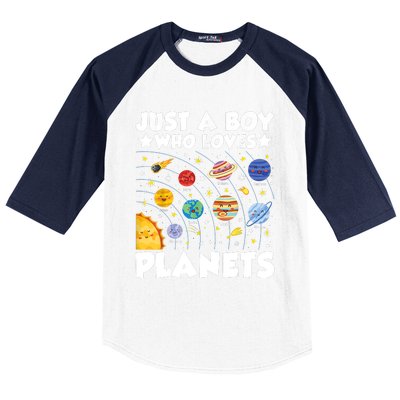 Just A Boy Who Loves Planets Solar System Space Science Geek Baseball Sleeve Shirt