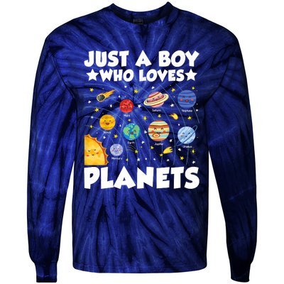 Just A Boy Who Loves Planets Solar System Space Science Geek Tie-Dye Long Sleeve Shirt