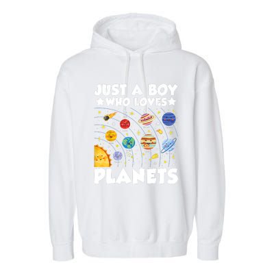 Just A Boy Who Loves Planets Solar System Space Science Geek Garment-Dyed Fleece Hoodie