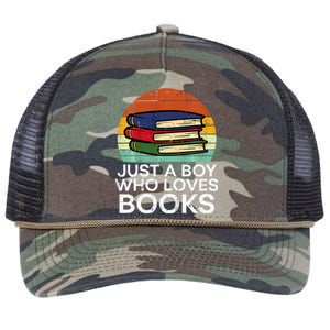 Just A Boy Who Loves Books Read Reading Librarian Retro Rope Trucker Hat Cap