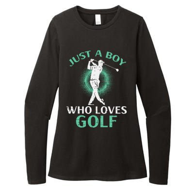 Just A Boy Who Loves Golf Golfing Golfer Womens CVC Long Sleeve Shirt