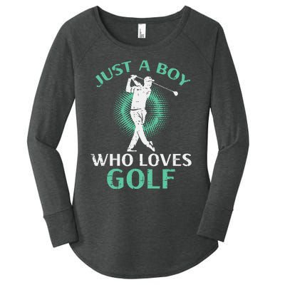 Just A Boy Who Loves Golf Golfing Golfer Women's Perfect Tri Tunic Long Sleeve Shirt