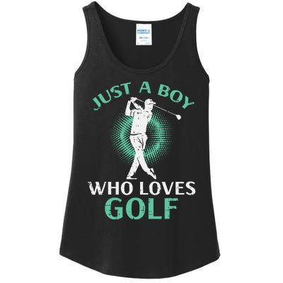 Just A Boy Who Loves Golf Golfing Golfer Ladies Essential Tank