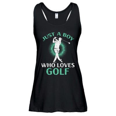 Just A Boy Who Loves Golf Golfing Golfer Ladies Essential Flowy Tank