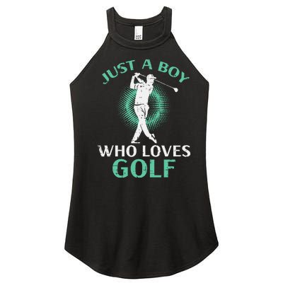 Just A Boy Who Loves Golf Golfing Golfer Women’s Perfect Tri Rocker Tank