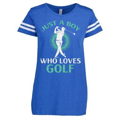 Just A Boy Who Loves Golf Golfing Golfer Enza Ladies Jersey Football T-Shirt