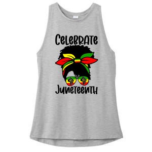 Juneteenth Ancestors Black African American Flag Pride Ladies PosiCharge Tri-Blend Wicking Tank