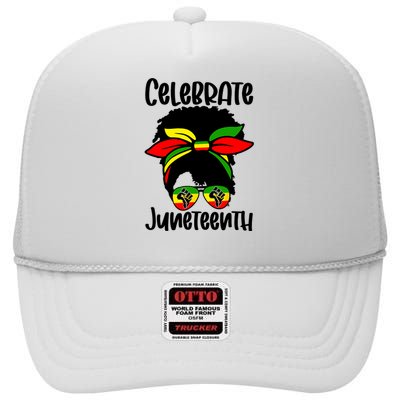 Juneteenth Ancestors Black African American Flag Pride High Crown Mesh Back Trucker Hat