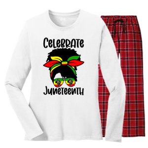 Juneteenth Ancestors Black African American Flag Pride Women's Long Sleeve Flannel Pajama Set 