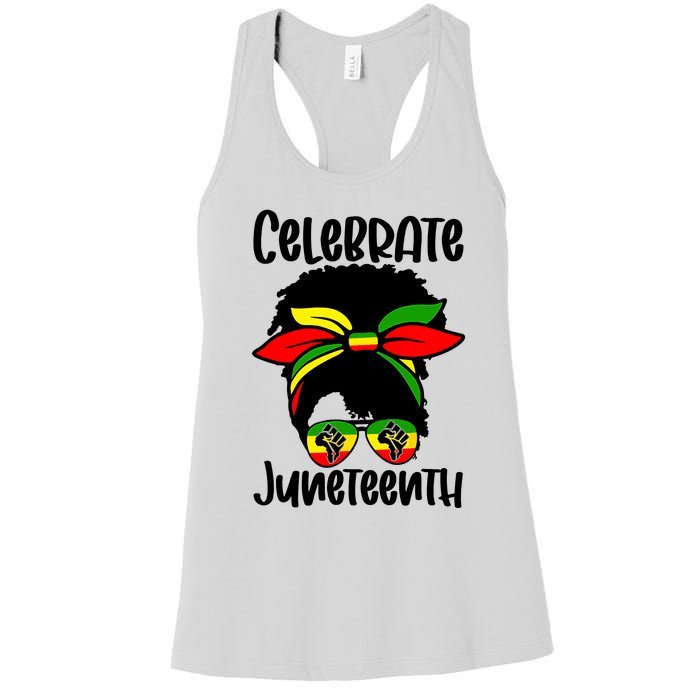 Juneteenth Ancestors Black African American Flag Pride Women's Racerback Tank