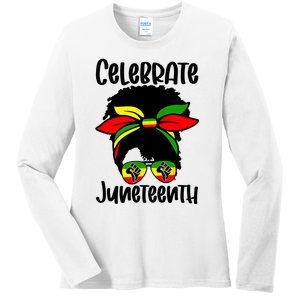 Juneteenth Ancestors Black African American Flag Pride Ladies Long Sleeve Shirt