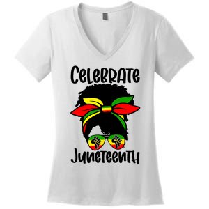 Juneteenth Ancestors Black African American Flag Pride Women's V-Neck T-Shirt