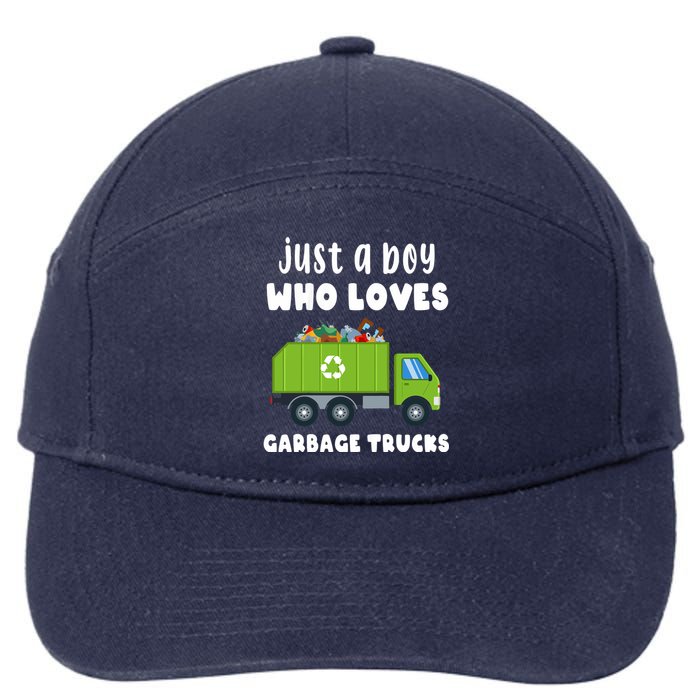 Just A Boy Who Loves Garbage Trucks 7-Panel Snapback Hat