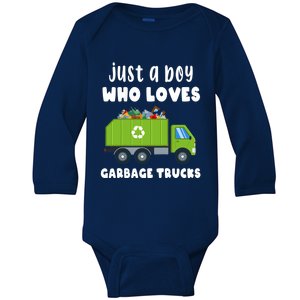 Just A Boy Who Loves Garbage Trucks Baby Long Sleeve Bodysuit