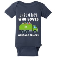 Just A Boy Who Loves Garbage Trucks Baby Bodysuit