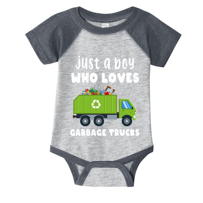 Just A Boy Who Loves Garbage Trucks Infant Baby Jersey Bodysuit