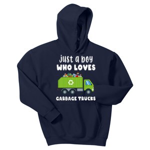 Just A Boy Who Loves Garbage Trucks Kids Hoodie