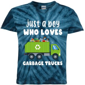 Just A Boy Who Loves Garbage Trucks Kids Tie-Dye T-Shirt