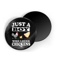 Just A Boy Who Loves Chickens Farm Chicken Gift Magnet